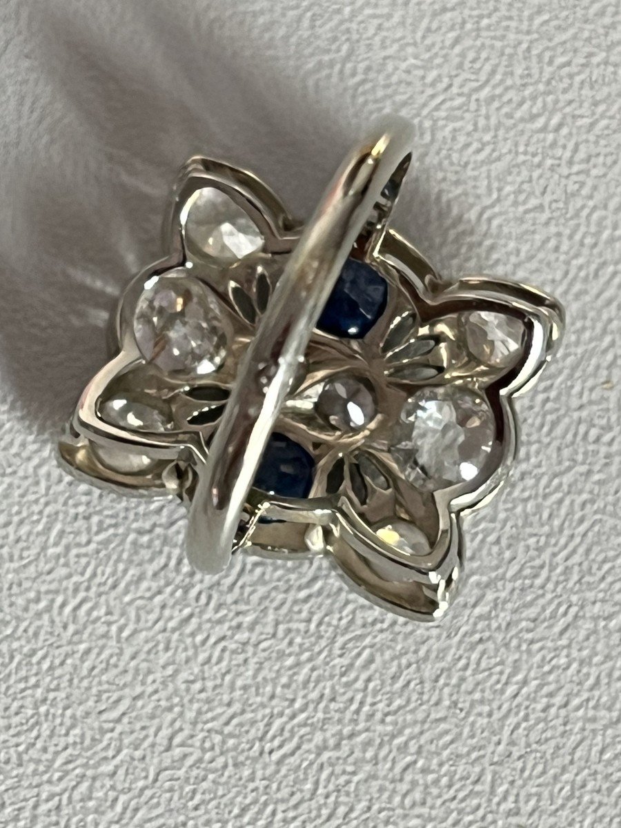 4897- Bague Or Gris Saphirs Diamants-photo-4