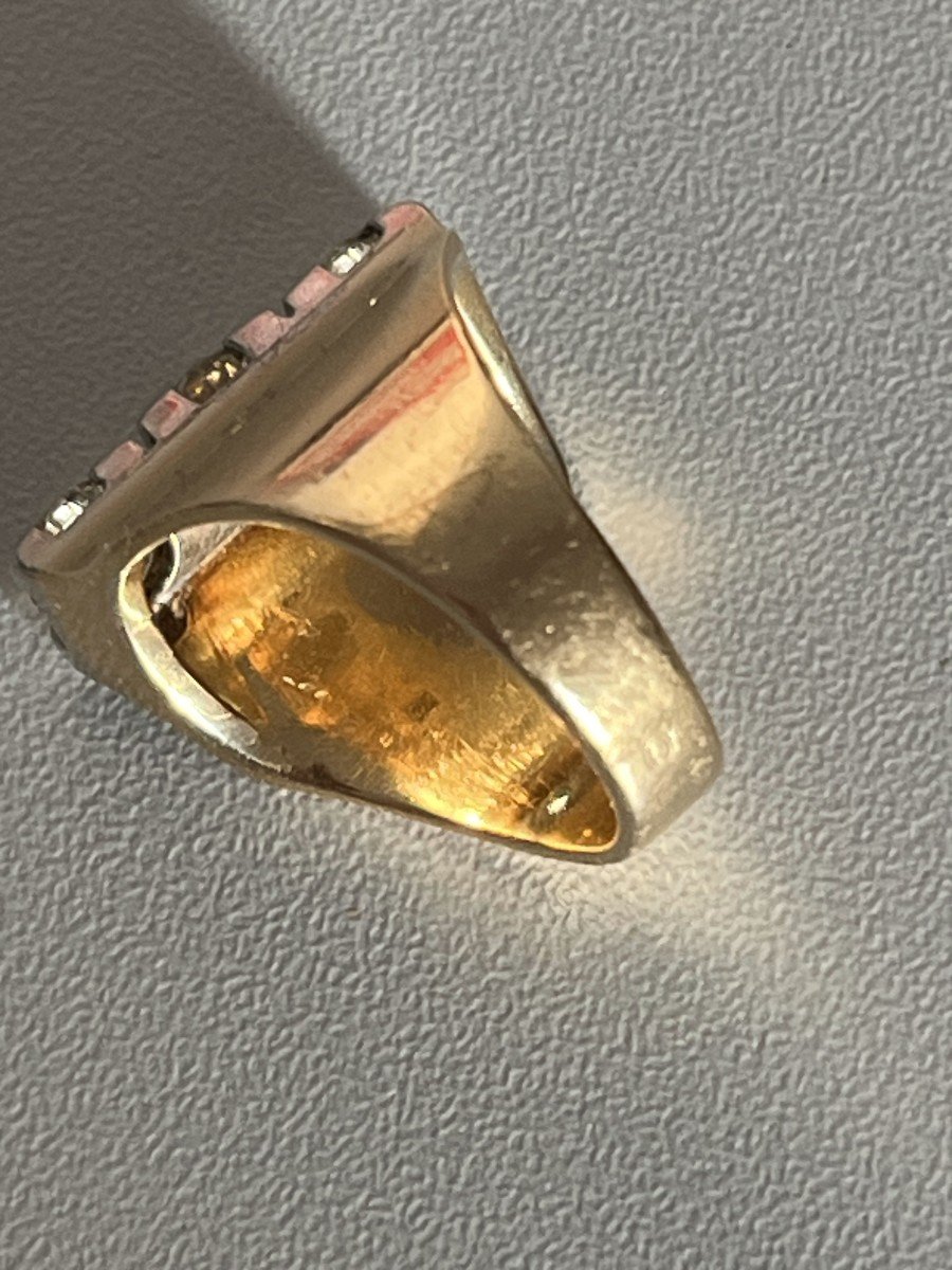 4899- Yellow Gold Signet Ring Diamonds 2.15 Ct-photo-3