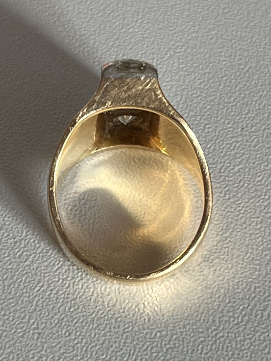 4899- Yellow Gold Signet Ring Diamonds 2.15 Ct-photo-4