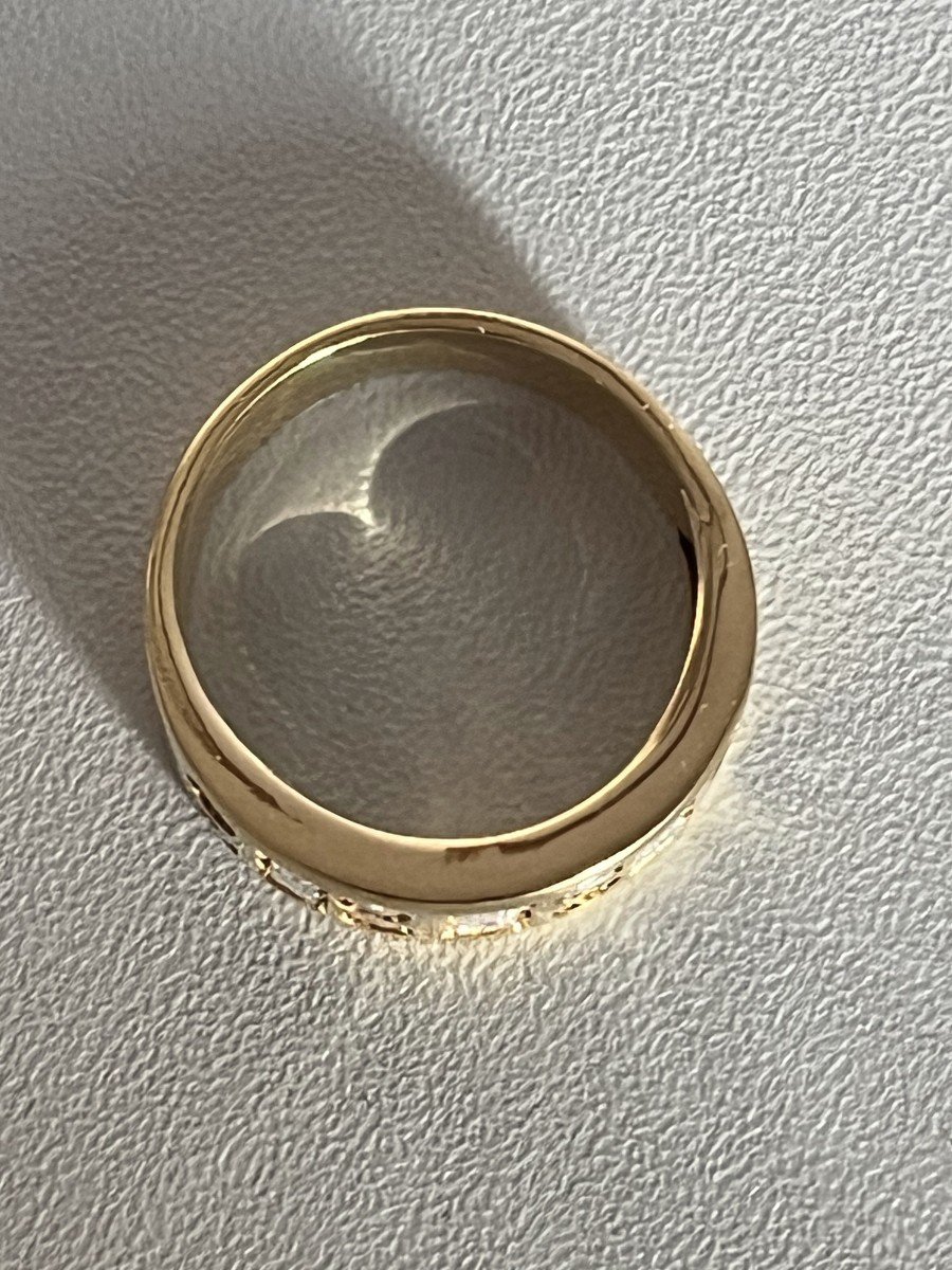 4899- Yellow Gold Signet Ring Diamonds 2.15 Ct-photo-3