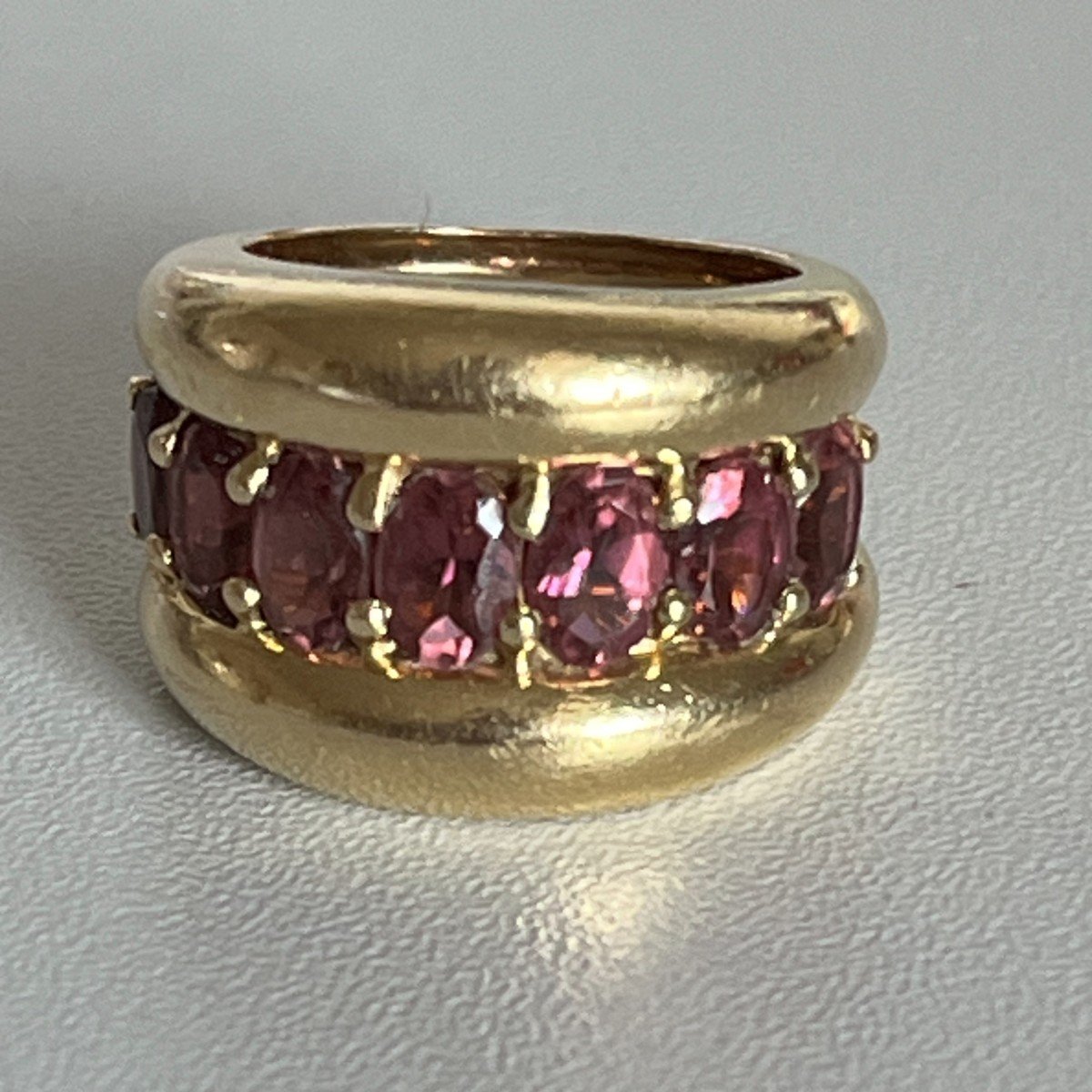 4939- Large Bague Or Jaune Tourmalines