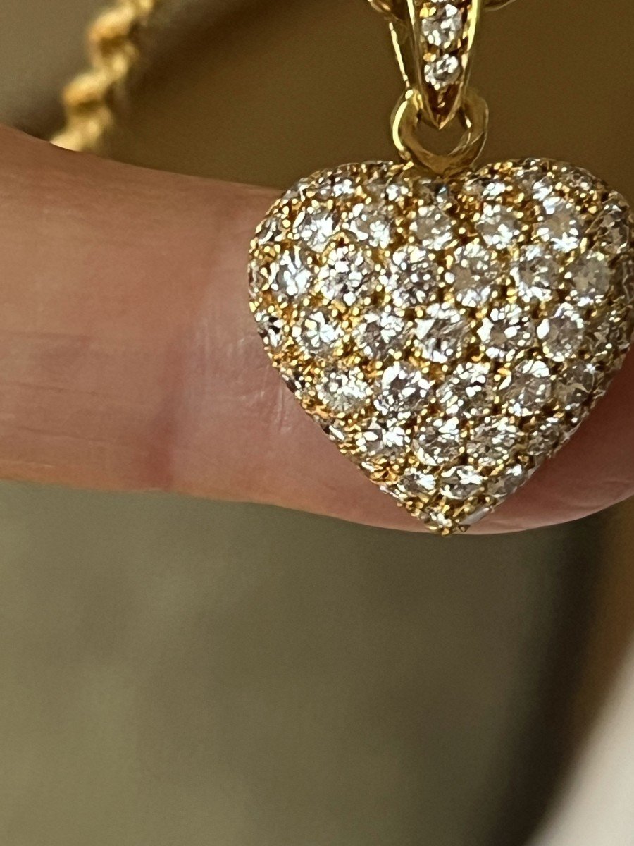 5058- Pendentif Cœur Or Jaune Diamants-photo-2
