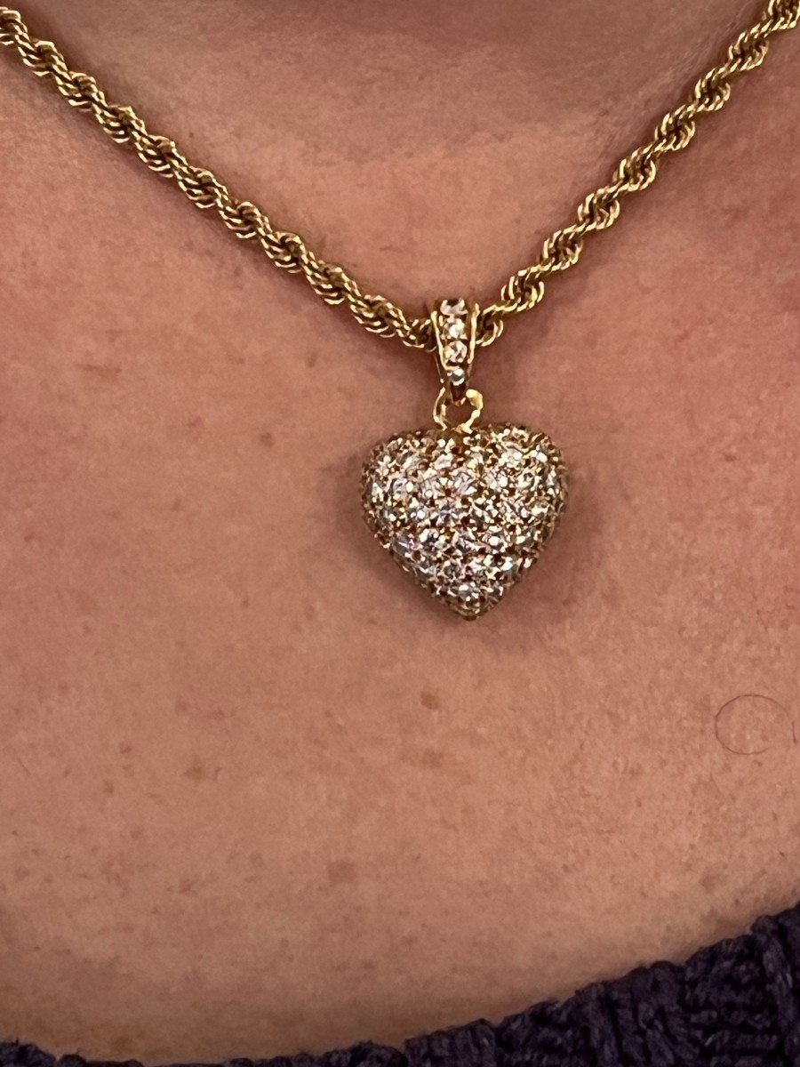 5058- Pendentif Cœur Or Jaune Diamants-photo-3