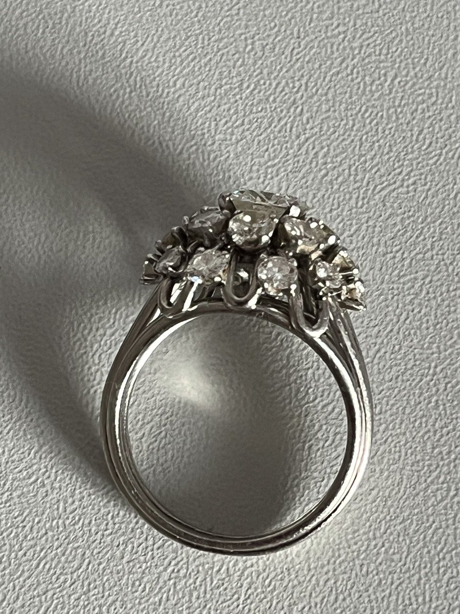 5079- Gold Thread Dome Ring Gray Platinum Diamonds (1.20 Ct In The Center)-photo-3