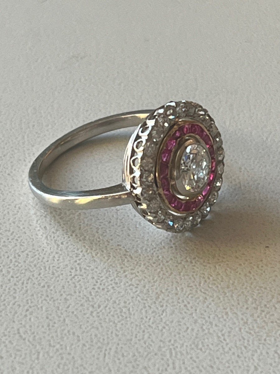 5166- Yellow Gold Ruby Diamond Ring (0.70 Ct In The Center)-photo-2