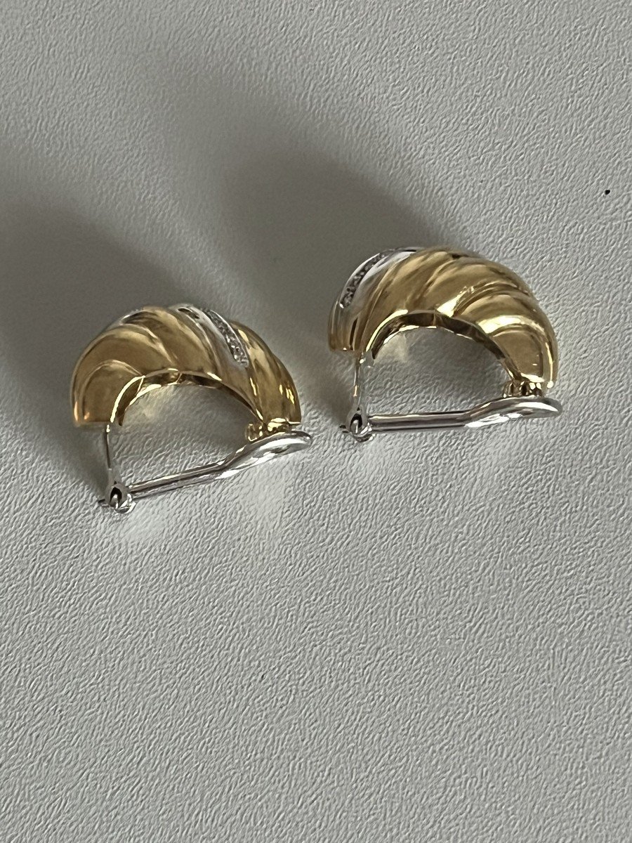 5243- Boucles D’oreilles Clips Or Jaune Diamants-photo-2