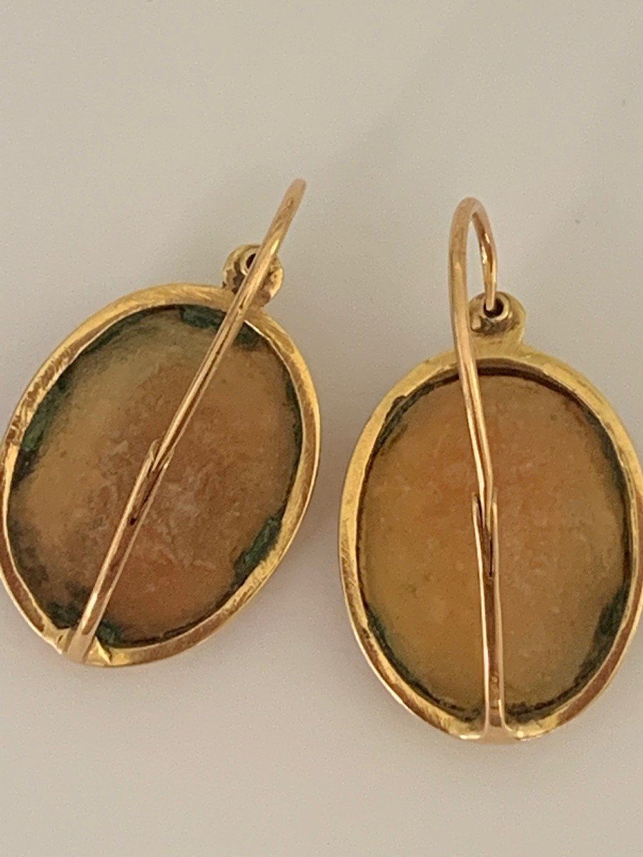 3428- Yellow Gold Cameo Earrings-photo-2