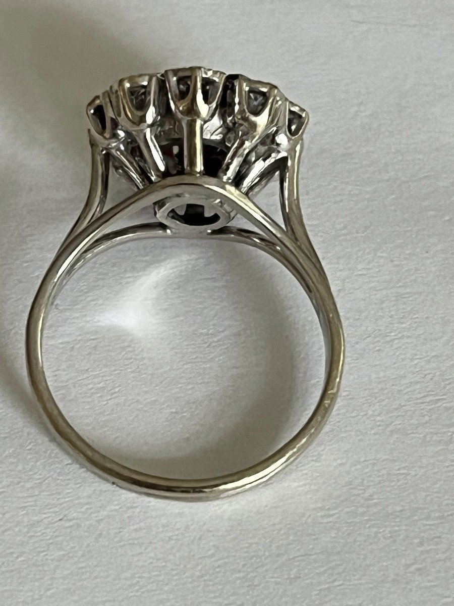 4531- Bague Or Gris Grenats Diamants-photo-3