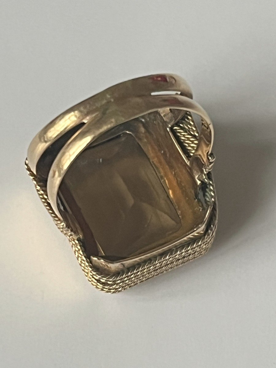 5303- Citrine Braided Yellow Gold Ring-photo-4
