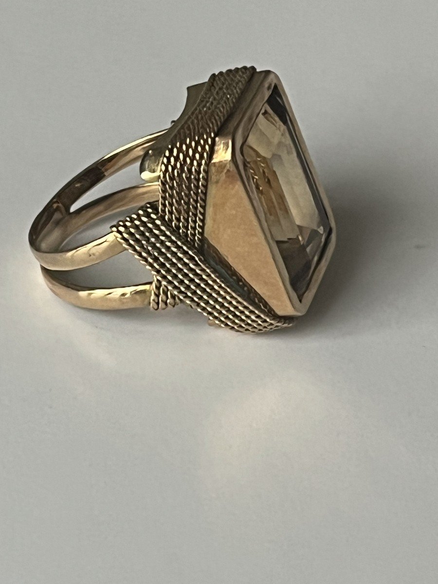 5303- Citrine Braided Yellow Gold Ring-photo-1