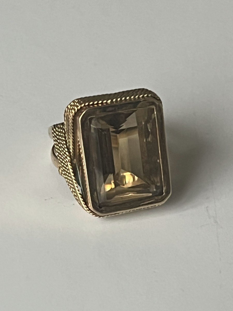 5303- Citrine Braided Yellow Gold Ring-photo-2