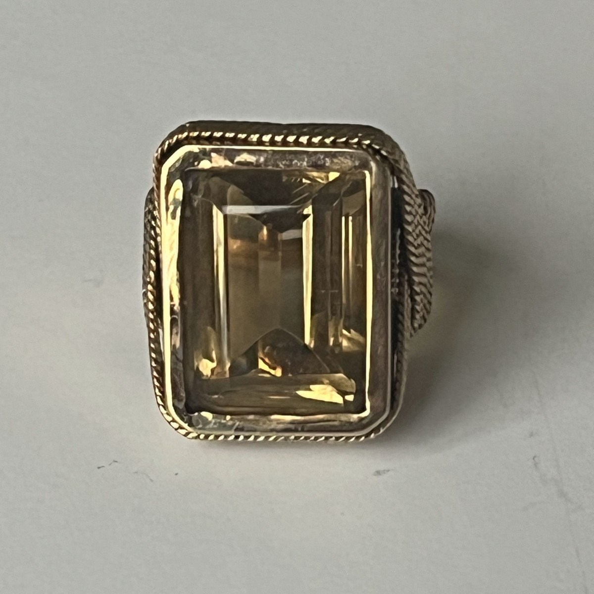 5303- Citrine Braided Yellow Gold Ring