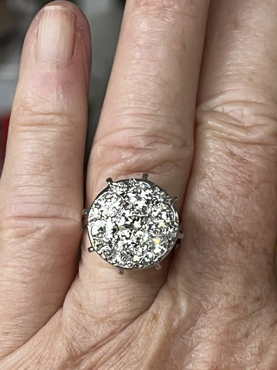 4265- Bague Marguerite Or Gris Diamants 1,80 Ct-photo-2