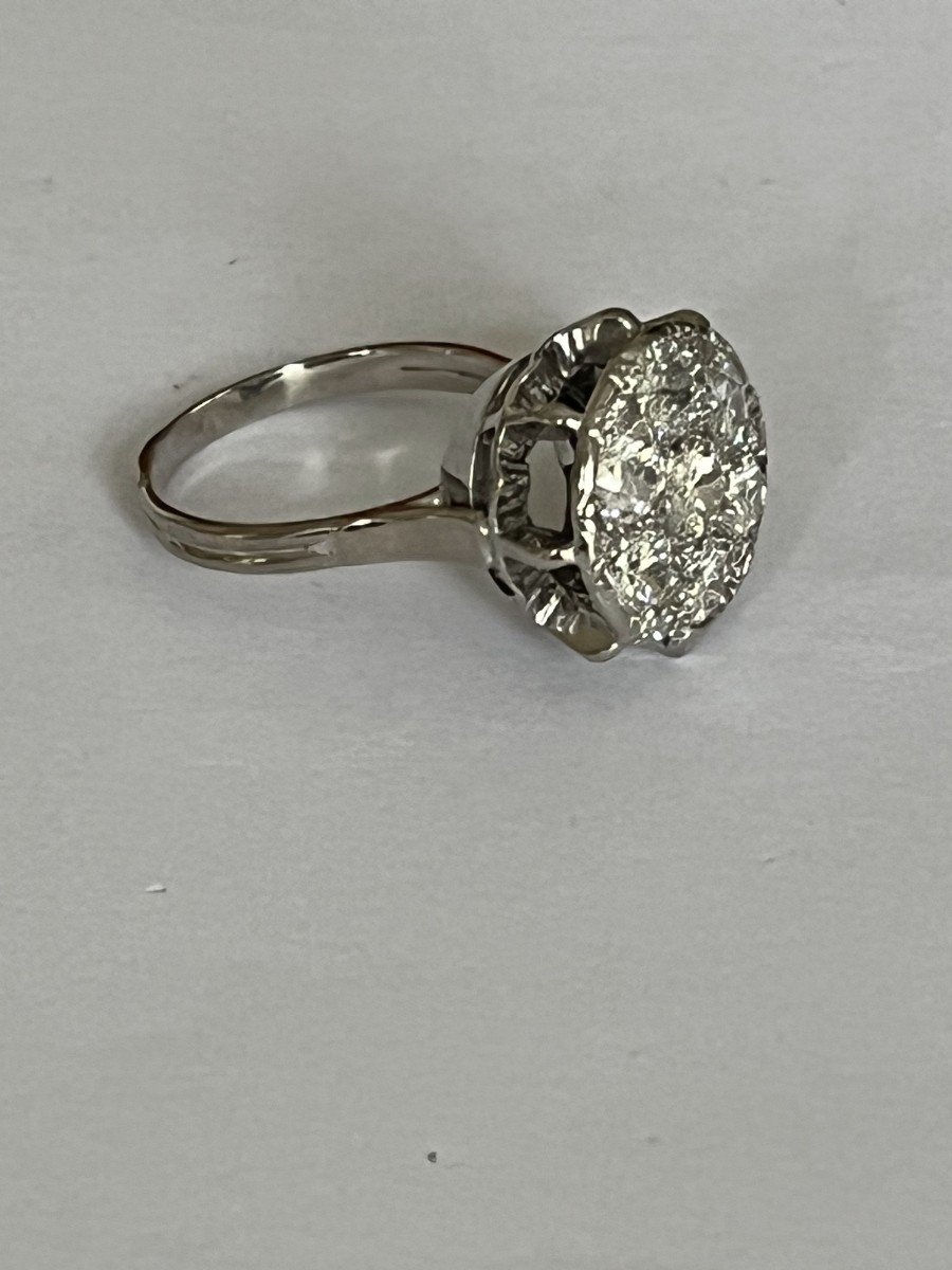 4265- Bague Marguerite Or Gris Diamants 1,80 Ct-photo-4