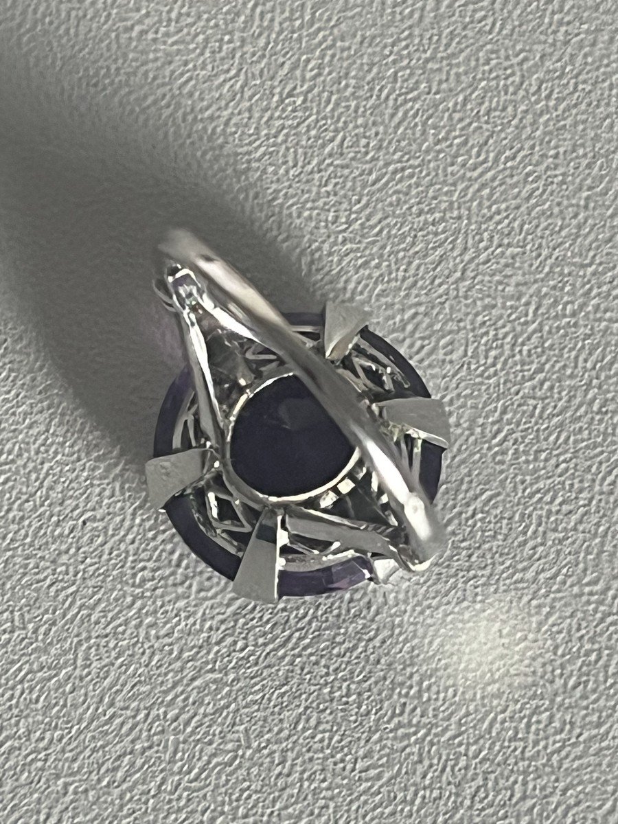 5362- Old White Gold Amethyst Ring-photo-2
