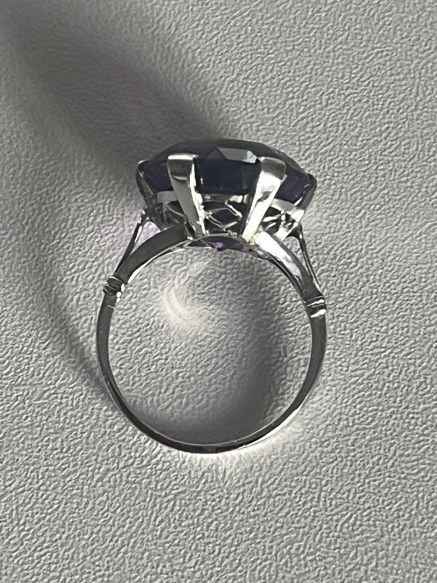 5362- Old White Gold Amethyst Ring-photo-3