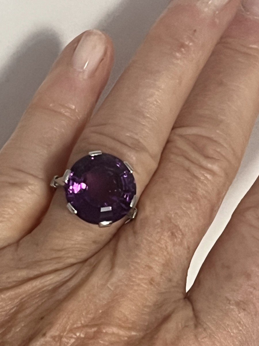 5362- Old White Gold Amethyst Ring-photo-1