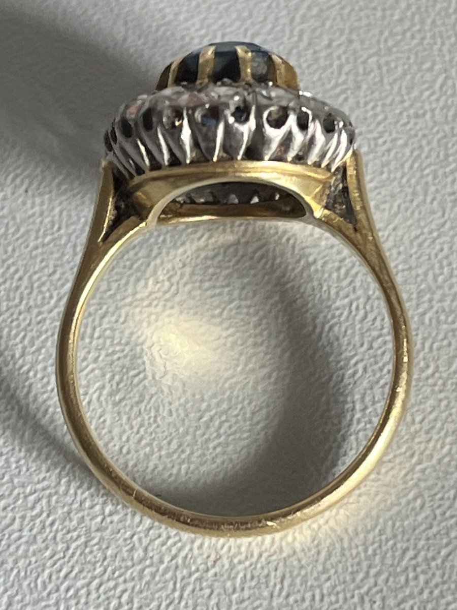5386- 3.26 Ct Unheated Sri Lanka Sapphire And Diamonds Yellow Gold Ring-photo-1