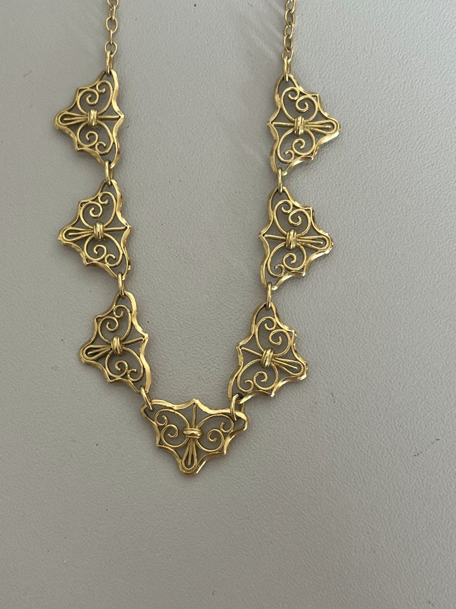5388- Filigree Yellow Gold Drapery Necklace-photo-2