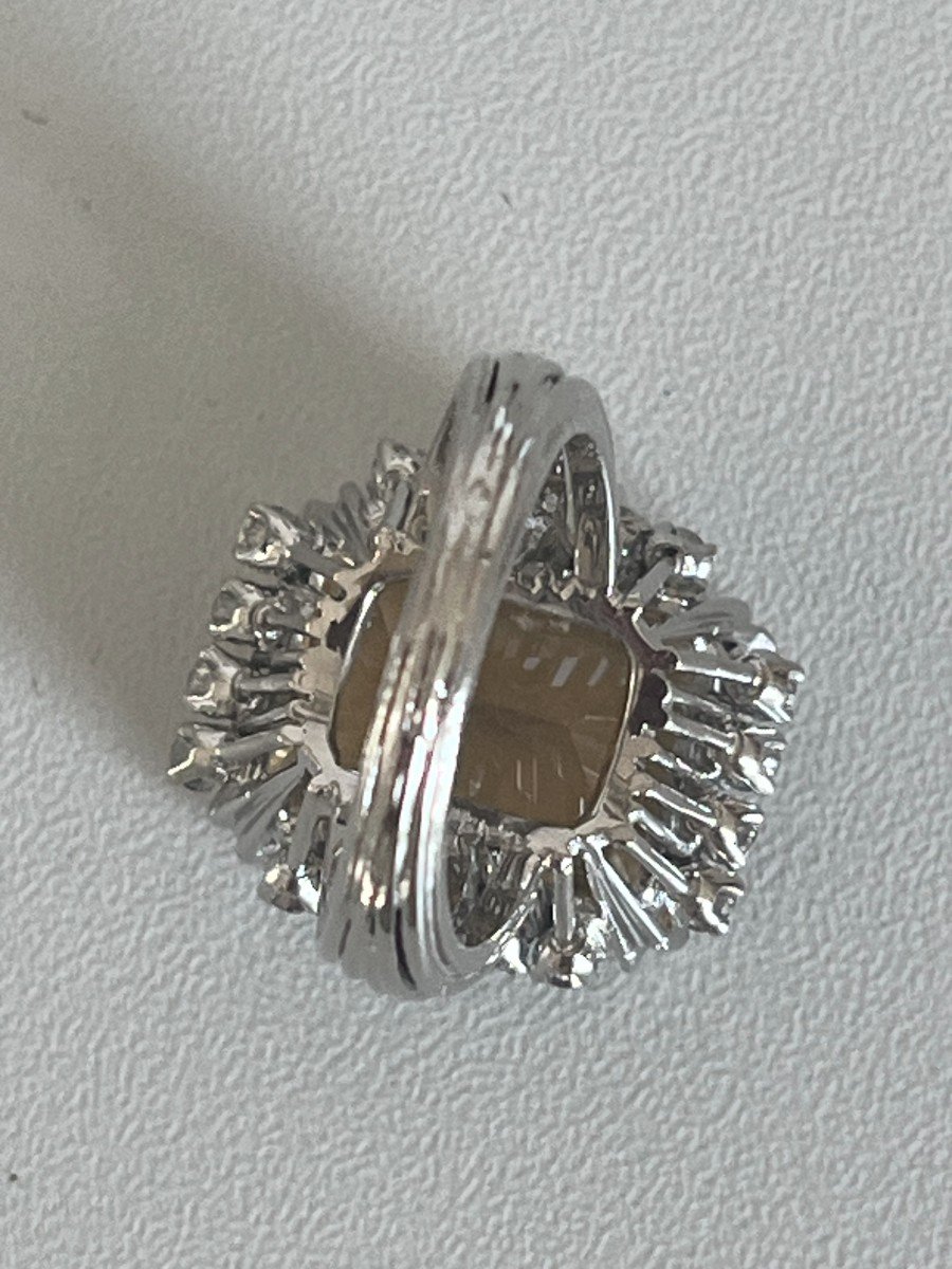 4767- Bague Fils d'Or Gris Citrine Diamants-photo-3