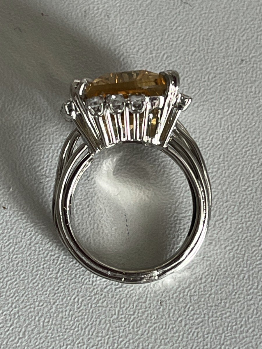 4767- Bague Fils d'Or Gris Citrine Diamants-photo-5