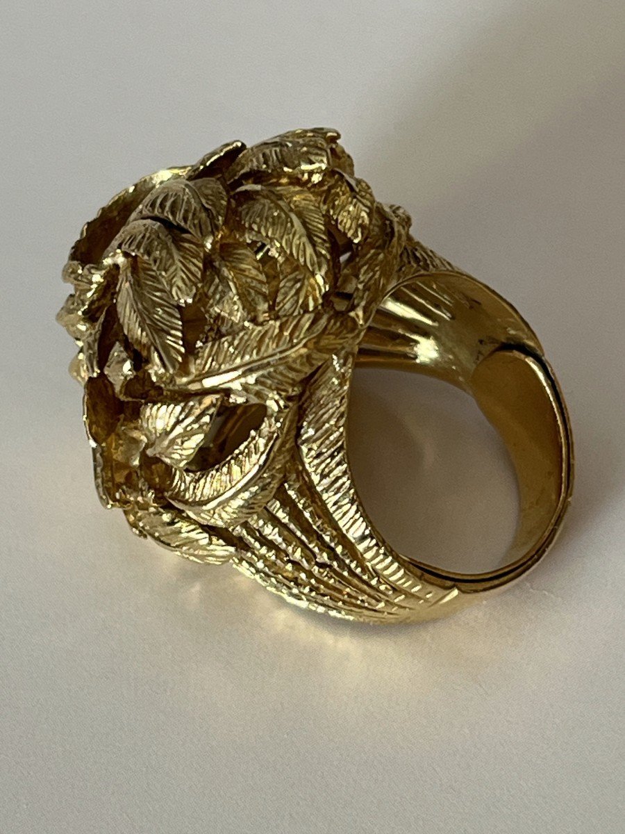 5371- Yellow Gold Foliage Ball Ring-photo-2