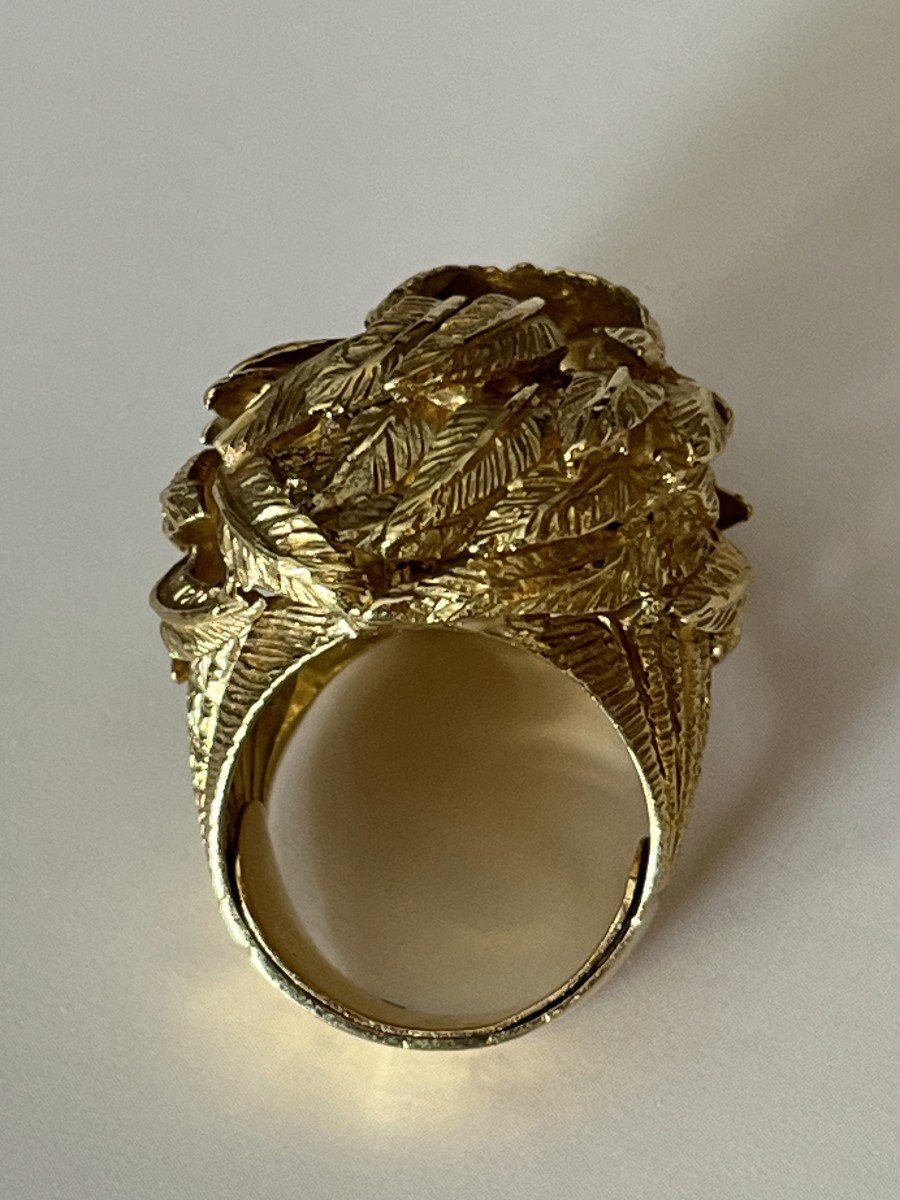 5371- Yellow Gold Foliage Ball Ring-photo-3