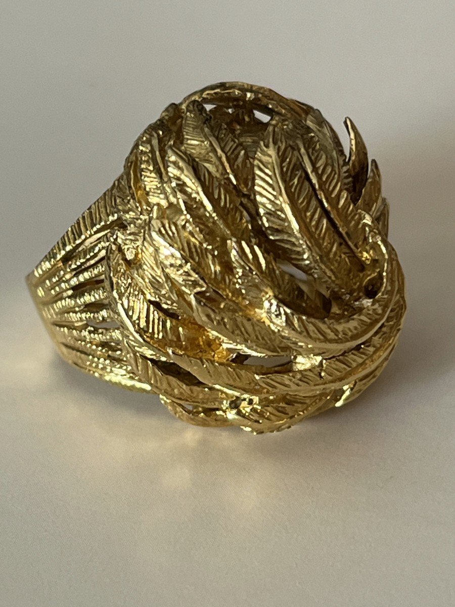5371- Yellow Gold Foliage Ball Ring-photo-4