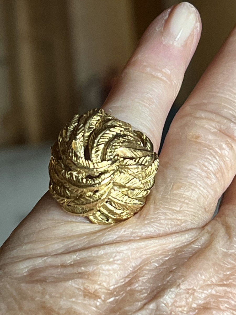 5371- Yellow Gold Foliage Ball Ring-photo-1