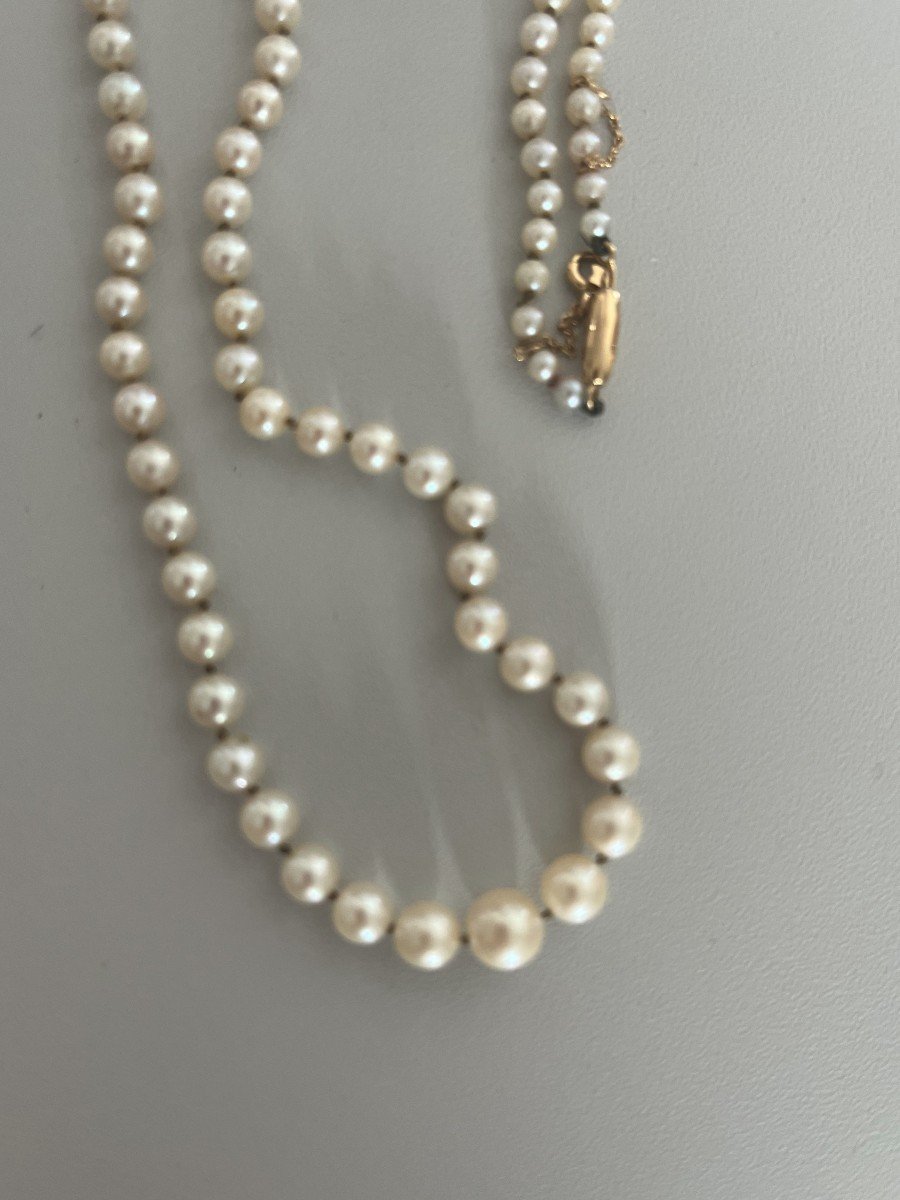 5280- Cultured Pearl Necklace With Yellow Gold Clasp-photo-3