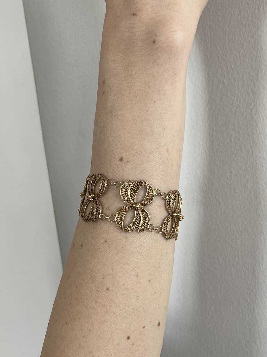 5294- Filigree Yellow Gold Cuff Bracelet-photo-3
