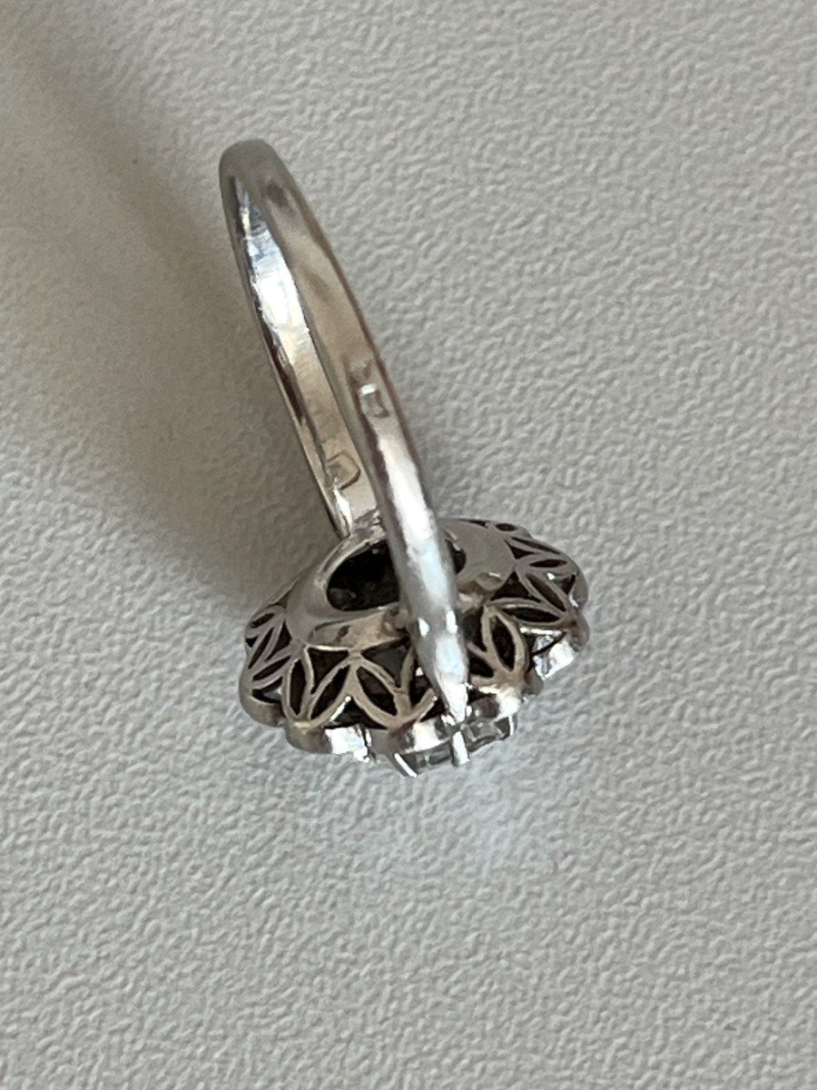 5339- Marguerite Ring White Gold Platinum Diamonds (0.80 Ct In The Center)-photo-3