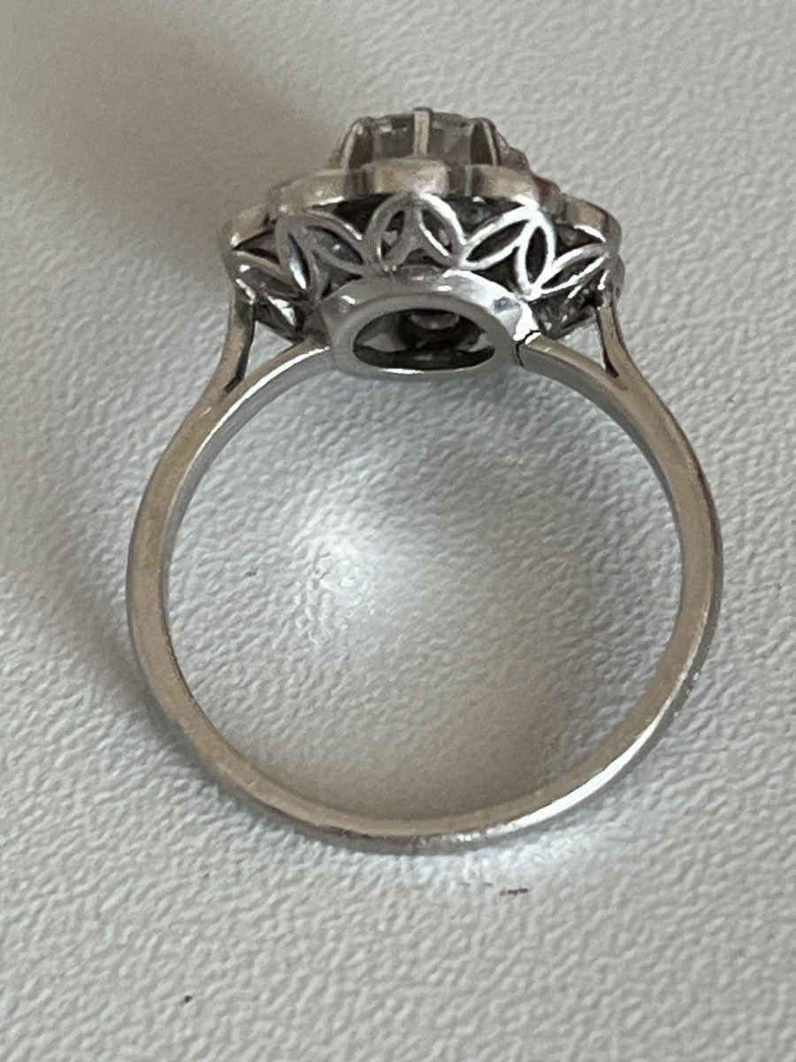 5339- Marguerite Ring White Gold Platinum Diamonds (0.80 Ct In The Center)-photo-4