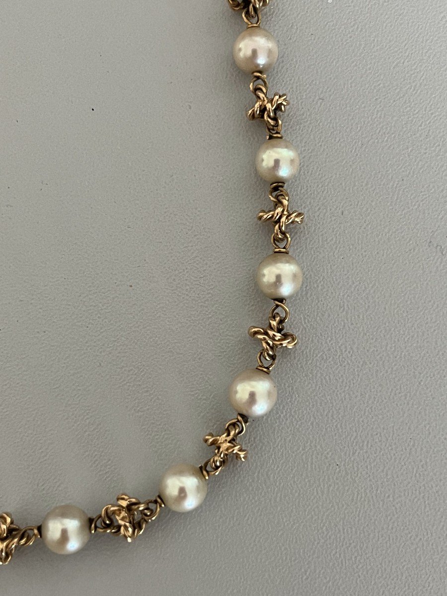 4215- Collier Or Jaune Alternance Perles-photo-1