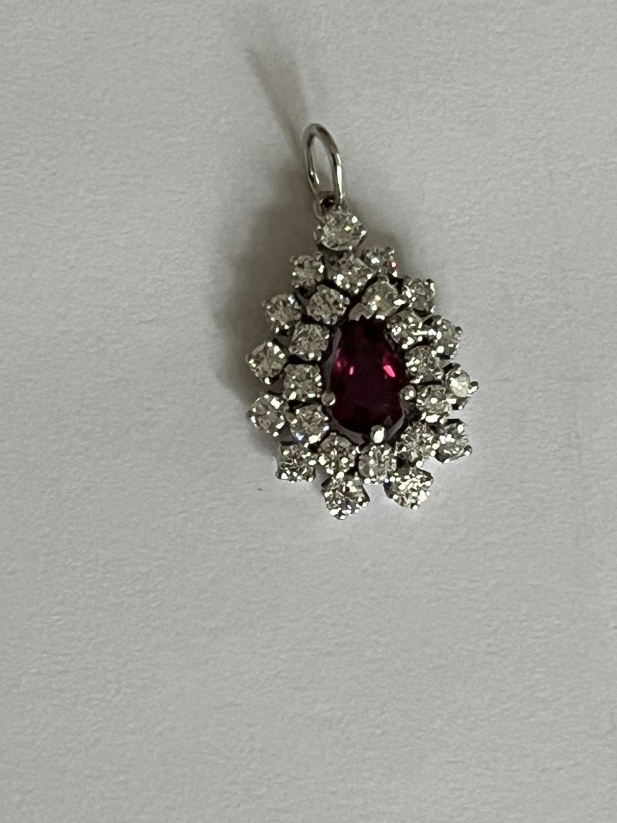 4804- White Gold Necklace Ruby Diamond Pendant 1.90 Ct-photo-4