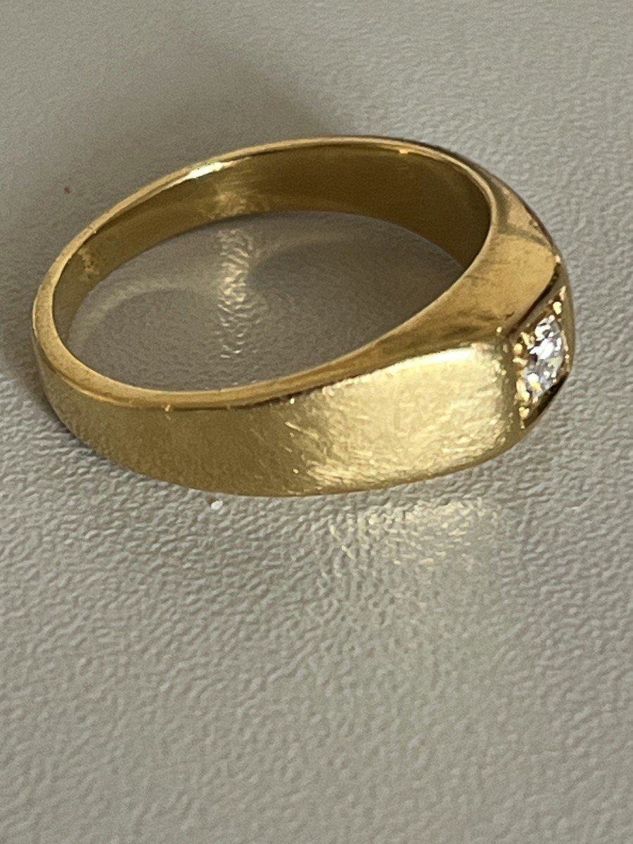5515- Yellow Gold Diamond Bangle Ring-photo-3