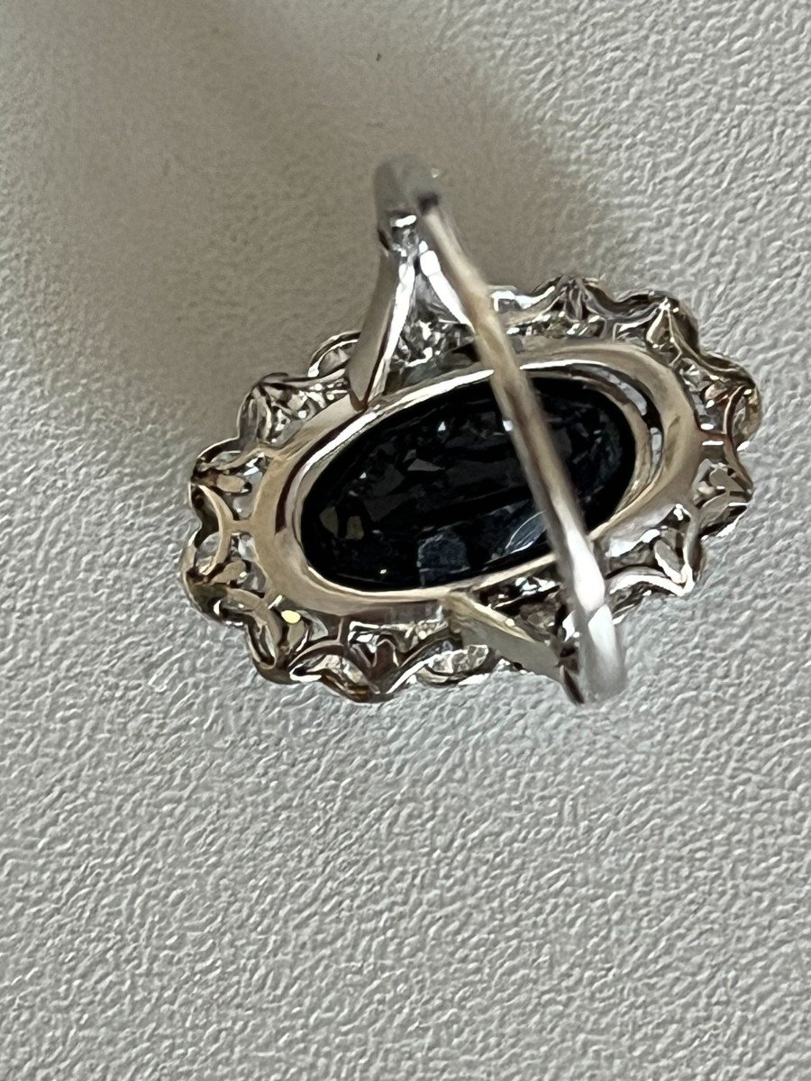 5520- Pompadour Ring Old Platinum Sapphire Diamonds-photo-3