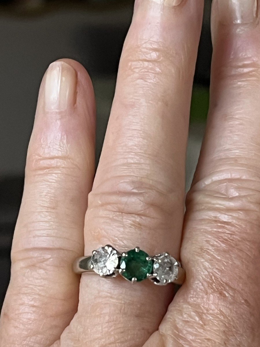 5535- Garter Ring White Gold Emerald Diamonds-photo-2