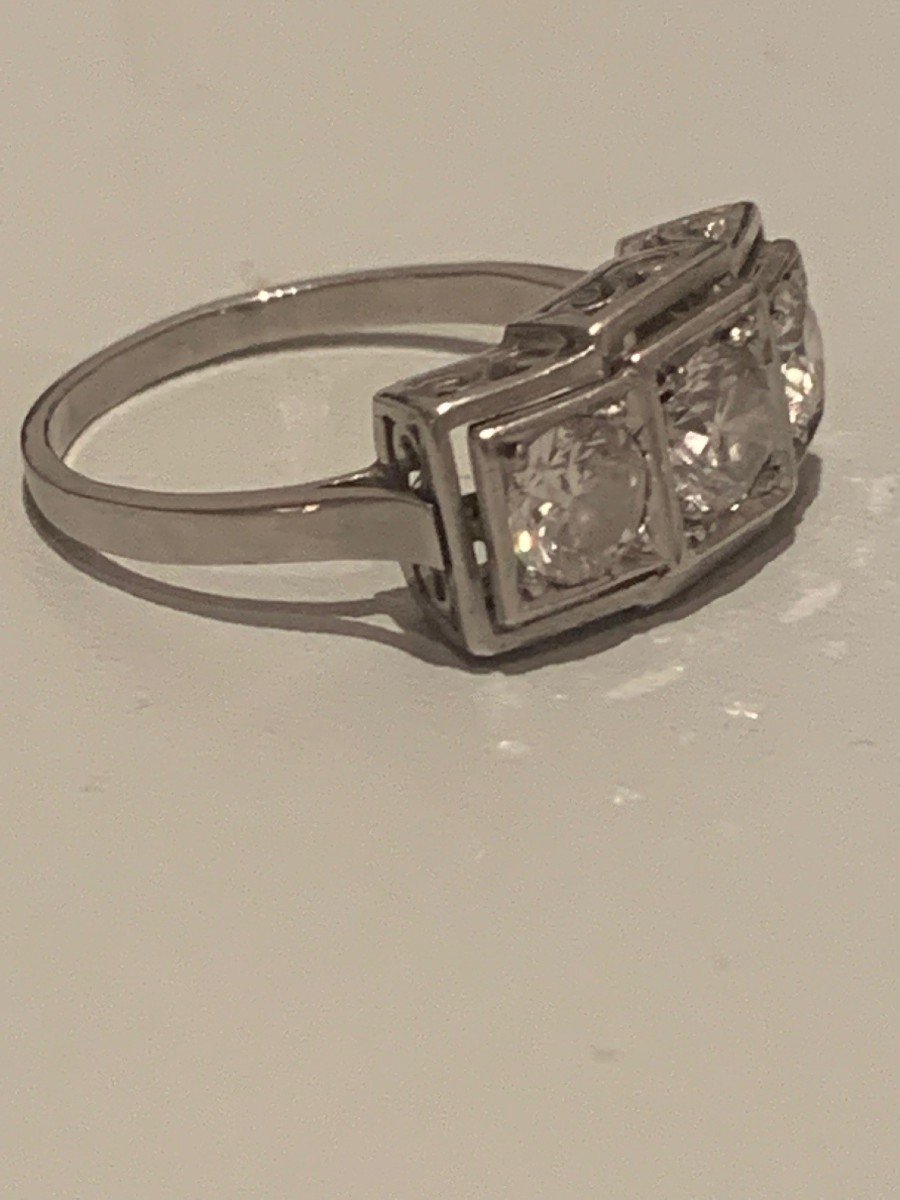 2661- Art Deco Platinum Diamond Ring (0.40 Ct In The Center)-photo-4