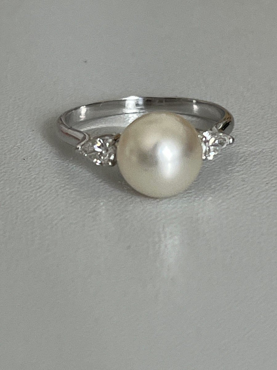 5651- Bague Or Gris Perle Diamants-photo-3
