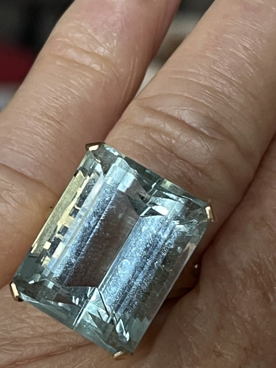 5638- Bague Or Jaune Aigue-marine De 22,00 Ct-photo-2