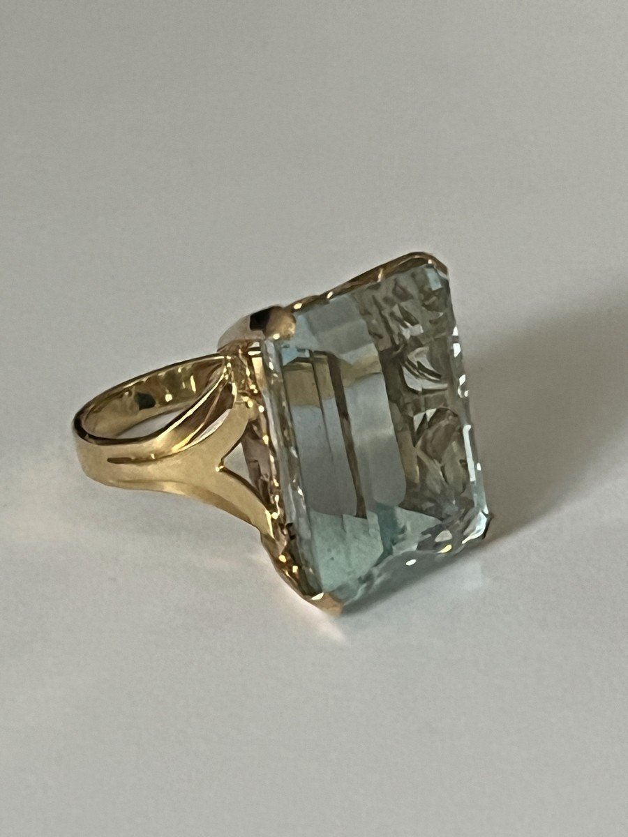 5638- Bague Or Jaune Aigue-marine De 22,00 Ct-photo-1