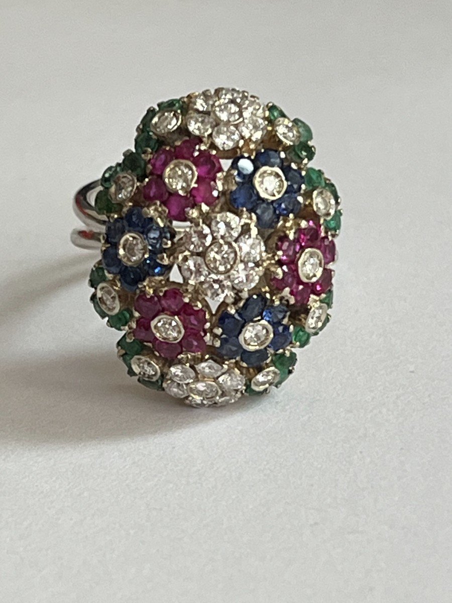 4559- Gold Ball Ring Diamonds Ruby Sapphires-photo-1