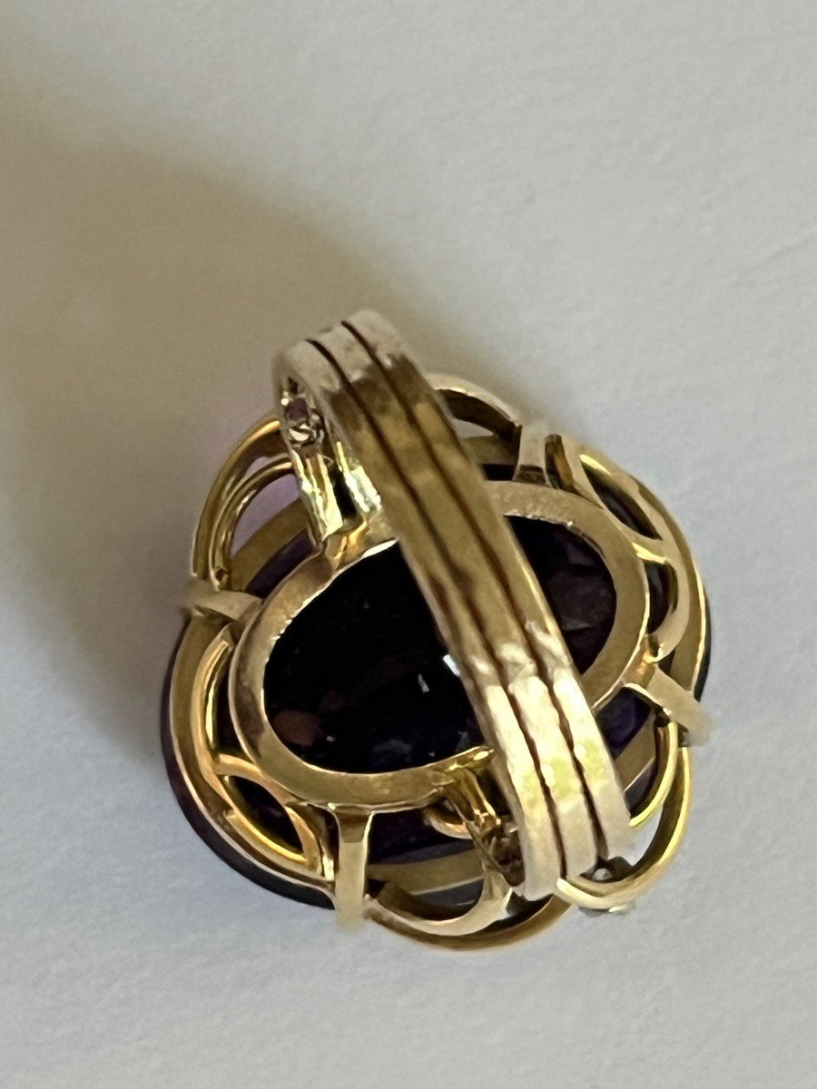 5825- Yellow Gold Amethyst Diamond Ring-photo-3