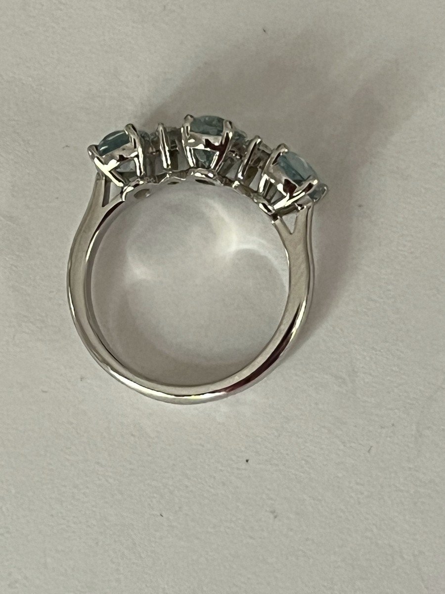 4627- Bague Or Gris Aigue-marines Diamants-photo-3