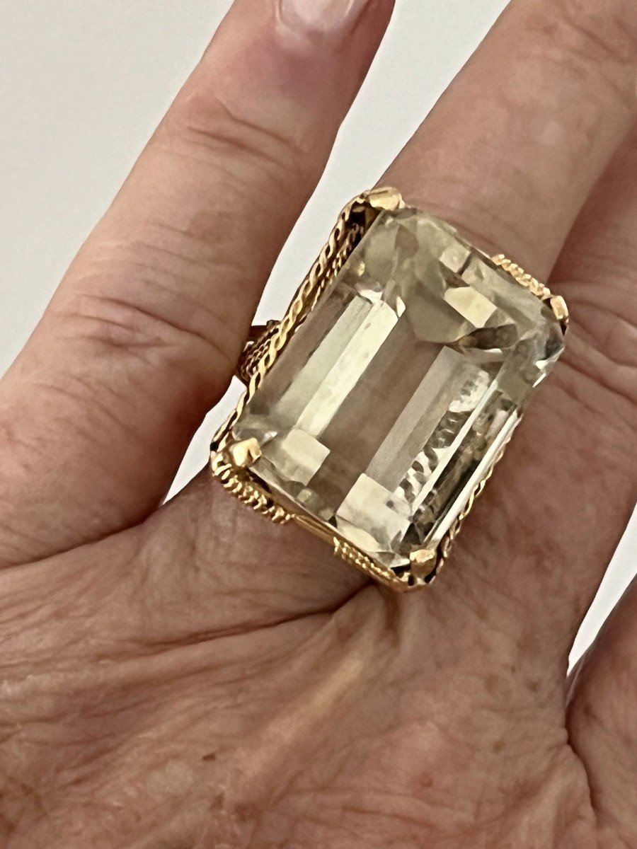 5585- Important Yellow Gold Wire Ring With Citrine-photo-2