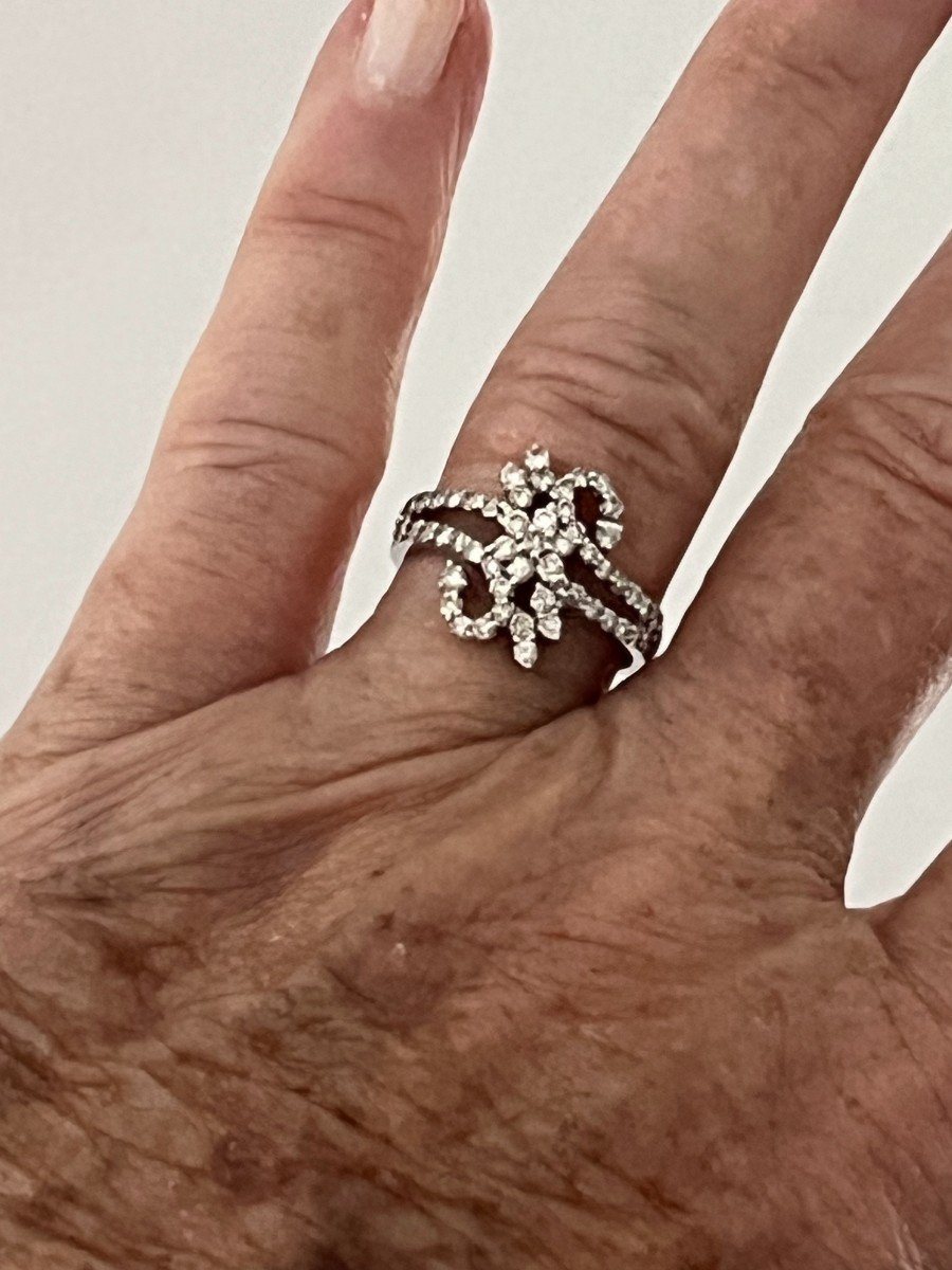5896- Délicate Bague Or Gris Diamants-photo-3