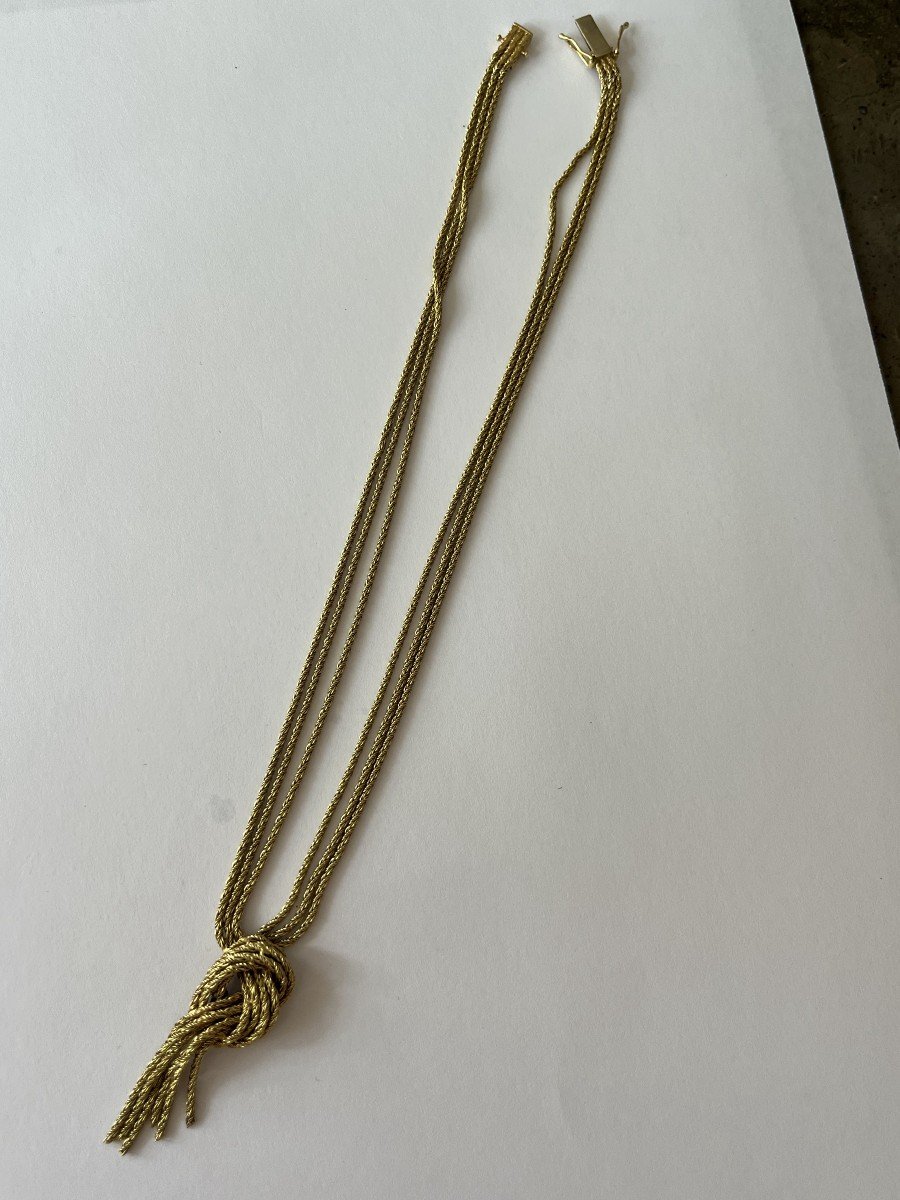 5914 - Braided Yellow Gold Knot Necklace-photo-4