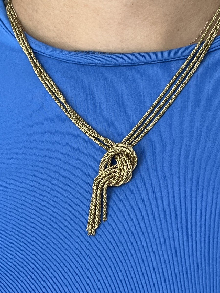 5914 - Braided Yellow Gold Knot Necklace-photo-1