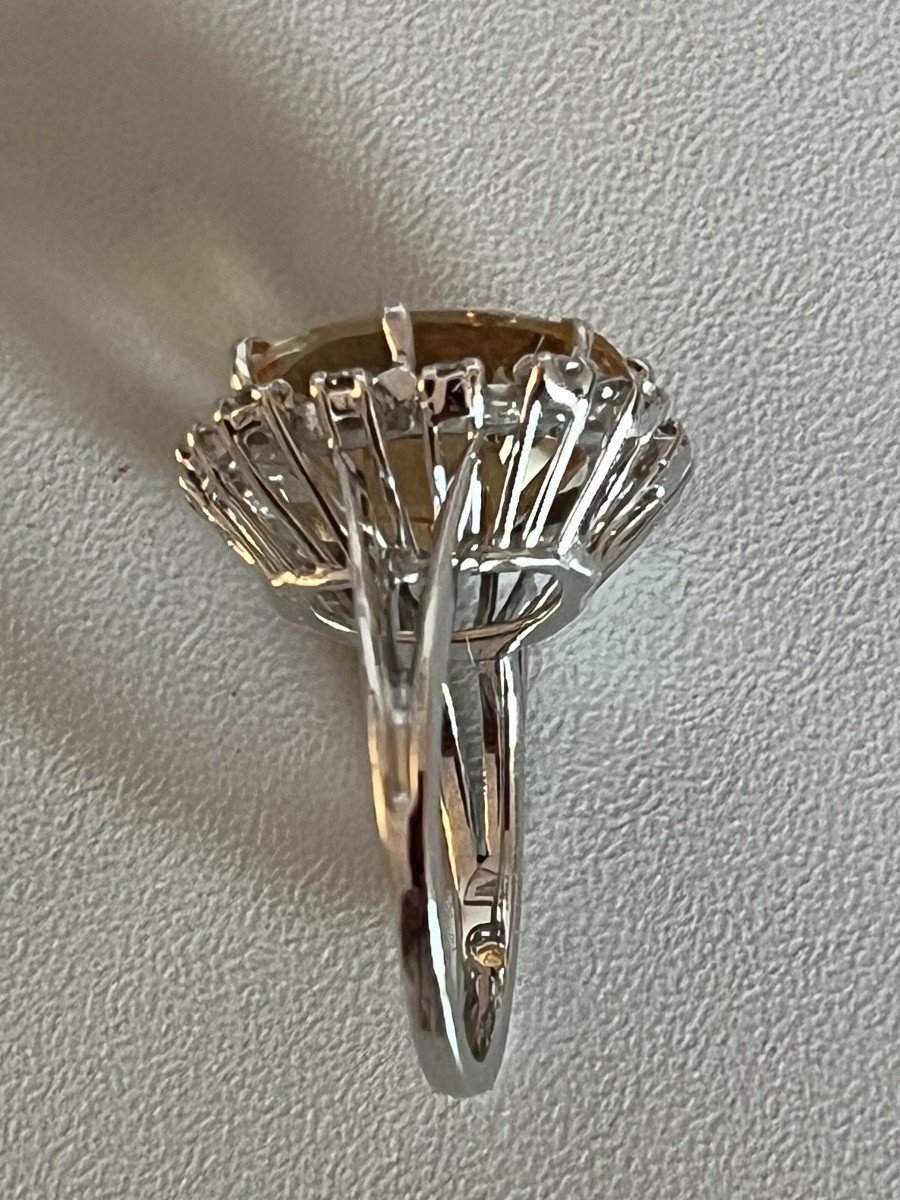 5978- White Gold Citrine Diamond Ring-photo-2